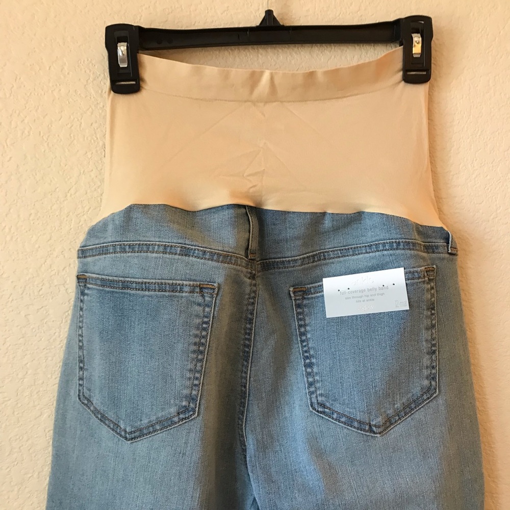 Maternity Blue Jeans NEW Size 12 Ankle Length Belly Band Light Wash Gift for Her - Picture 4 of 7